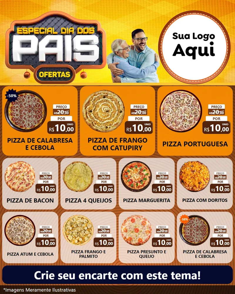 Modelo de Rede Social para Feed Instagram com o tema Especial Dia dos Pais para Pizzaria