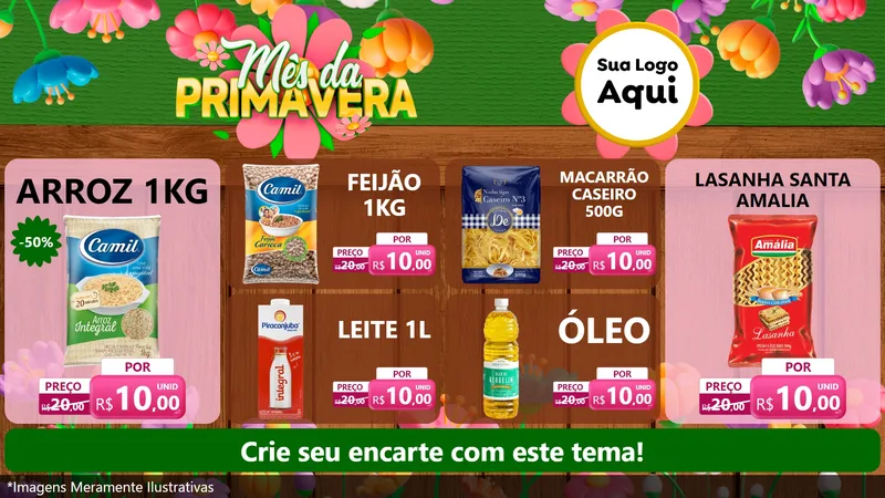 Modelo de TV para TV Horizontal com o tema Mês da Primavera para Supermercado