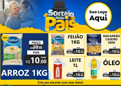 Modelo de Encarte para Encarte A4 Horizontal com o tema Sorteio Dia Dos Pais para Supermercado
