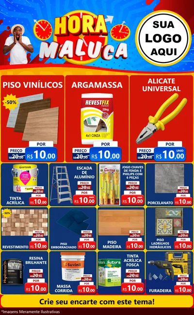 Modelo de Encarte para Encarte Grande com o tema Hora Maluca para Material para Construção