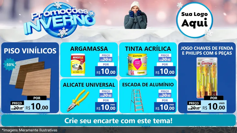 Modelo de TV para TV Horizontal com o tema Promoções de Inverno para Material para Construção