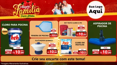 Modelo de TV para TV Horizontal com o tema Alegria em Família Super Ofertas - Natal para Produtos para Piscina