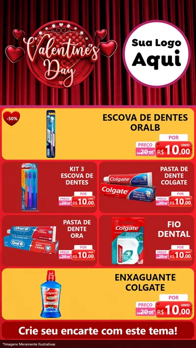 Modelo de TV para TV Vertical com o tema Valentine's Day para Higiene Pessoal
