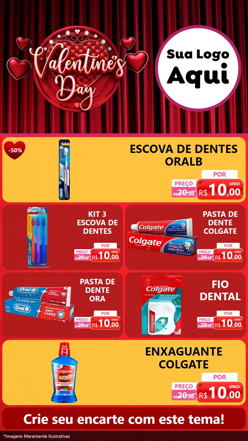 Modelo de TV para TV Vertical com o tema Valentine's Day para Higiene Pessoal