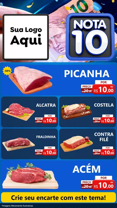 Modelo de TV para TV Vertical com o tema Nota 10 para Açougue