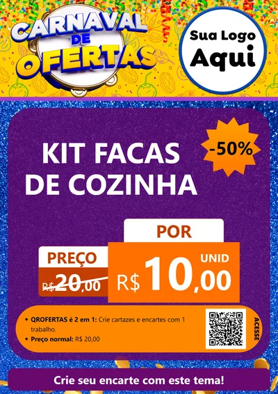 Modelo de Cartaz para Cartaz A4 Vertical com o tema Carnaval de Ofertas para Utilidades Domésticas