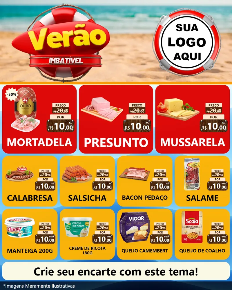 Modelo de Rede Social para Feed Instagram com o tema Verão Imbatível para Frios e Laticínios