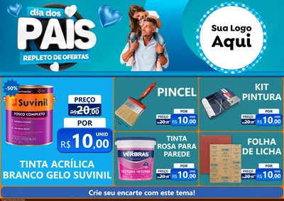 Modelo de Encarte para Encarte A4 Horizontal com o tema Dia Dos Pais Repleto de Ofertas para Tintas e Ferramentas