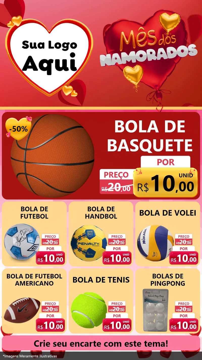 Modelo de Rede Social para Stories com o tema Mês dos Namorados para Artigos Esportivos