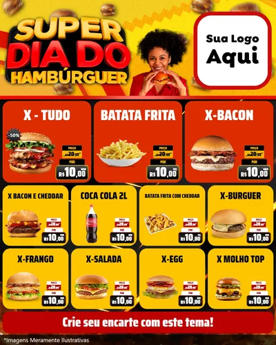 Modelo de Rede Social para Feed Instagram com o tema Super Dia do Hamburguer para Hamburgueria