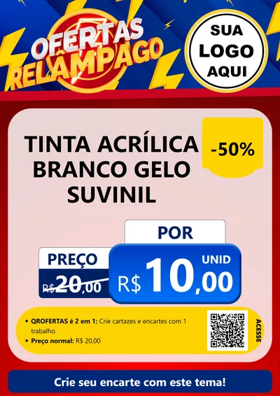 Modelo de Cartaz para Cartaz A4 Vertical com o tema Ofertas Relâmpago para Tintas e Ferramentas