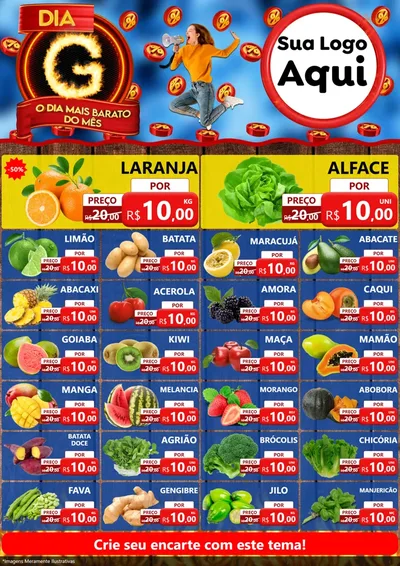 Modelo de Encarte para Encarte A4 Vertical com o tema Dia G - O Dia Mais Barato Do Mês para Hortifrúti