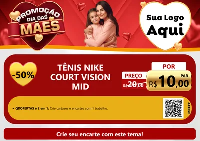Modelo de Cartaz para Cartaz A4 Horizontal com o tema Promoção Dia das Mães para Calçados