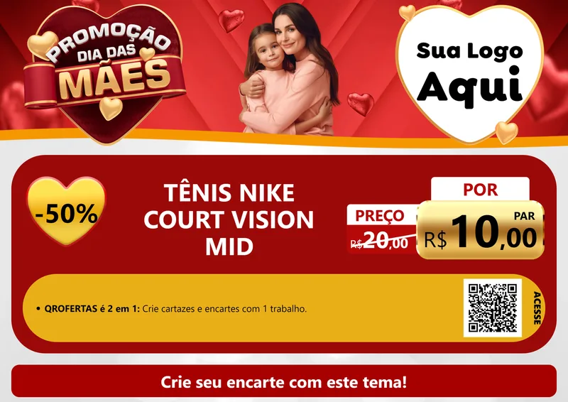 Modelo de Cartaz para Cartaz A4 Horizontal com o tema Promoção Dia das Mães para Calçados