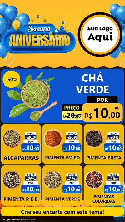Modelo de Rede Social para Stories com o tema Semana de Aniversário para Produtos Naturais