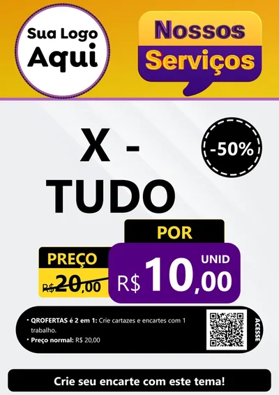 Modelo de Cartaz para Cartaz A4 Vertical com o tema Nossos Serviços para Hamburgueria