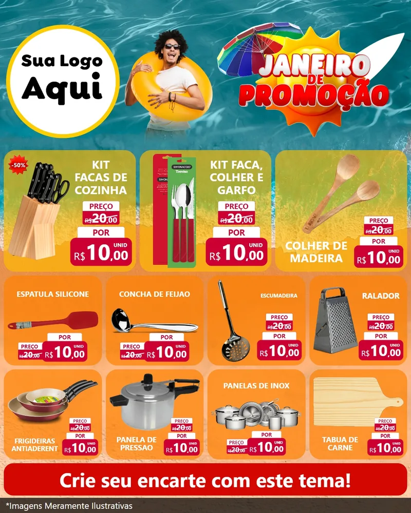 Modelo de Rede Social para Feed Instagram com o tema Janeiro de Promoção para Utilidades Domésticas