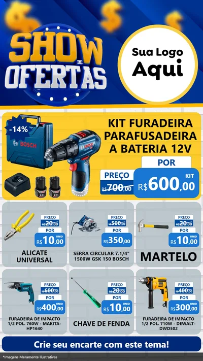 Modelo de Rede Social para Stories com o tema Show de Ofertas para Maquinas e Ferramentas