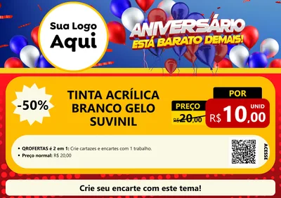 Modelo de Cartaz para Cartaz A4 Horizontal com o tema Aniversário para Tintas e Ferramentas
