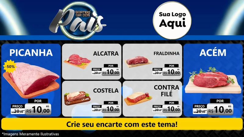 Modelo de TV para TV Horizontal com o tema Sorteio Dia Dos Pais para Açougue