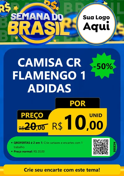 Modelo de Cartaz para Cartaz A4 Vertical com o tema Semana Do Brasil para Roupas e acessórios