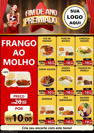 Modelo de Encarte para Encarte A4 Vertical com o tema Fim de Ano Premiado para Restaurante
