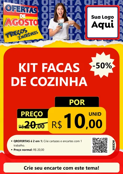 Modelo de Cartaz para Cartaz A4 Vertical com o tema Ofertas de Agosto - Preços Incríveis para Utilidades Domésticas