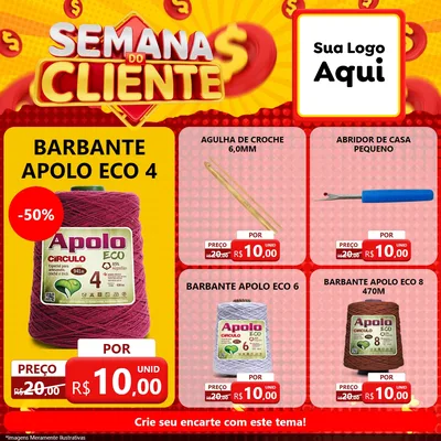 Modelo de Rede Social para Feed Facebook com o tema Semana do Cliente para Armarinho e Aviamentos