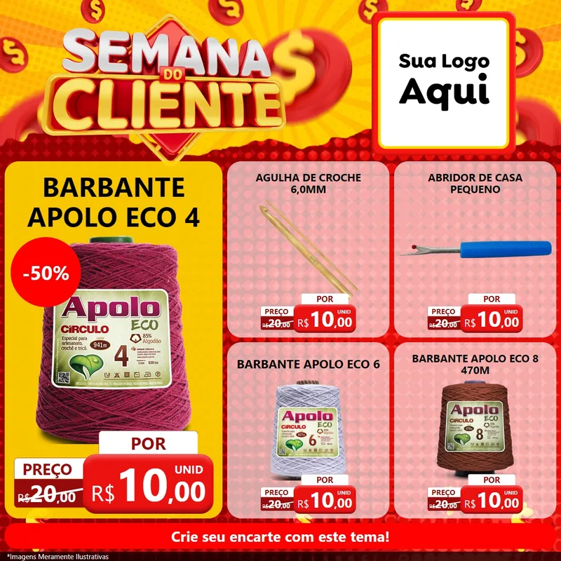 Modelo de Rede Social para Feed Facebook com o tema Semana do Cliente para Armarinho e Aviamentos