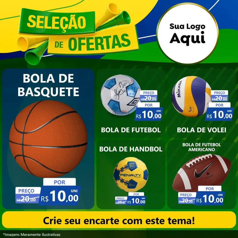 Modelo de Rede Social para Feed Facebook com o tema Seleção de Ofertas - Copa para Artigos Esportivos