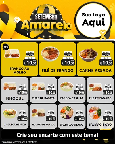 Modelo de Rede Social para Feed Instagram com o tema Setembro Amarelo para Restaurante