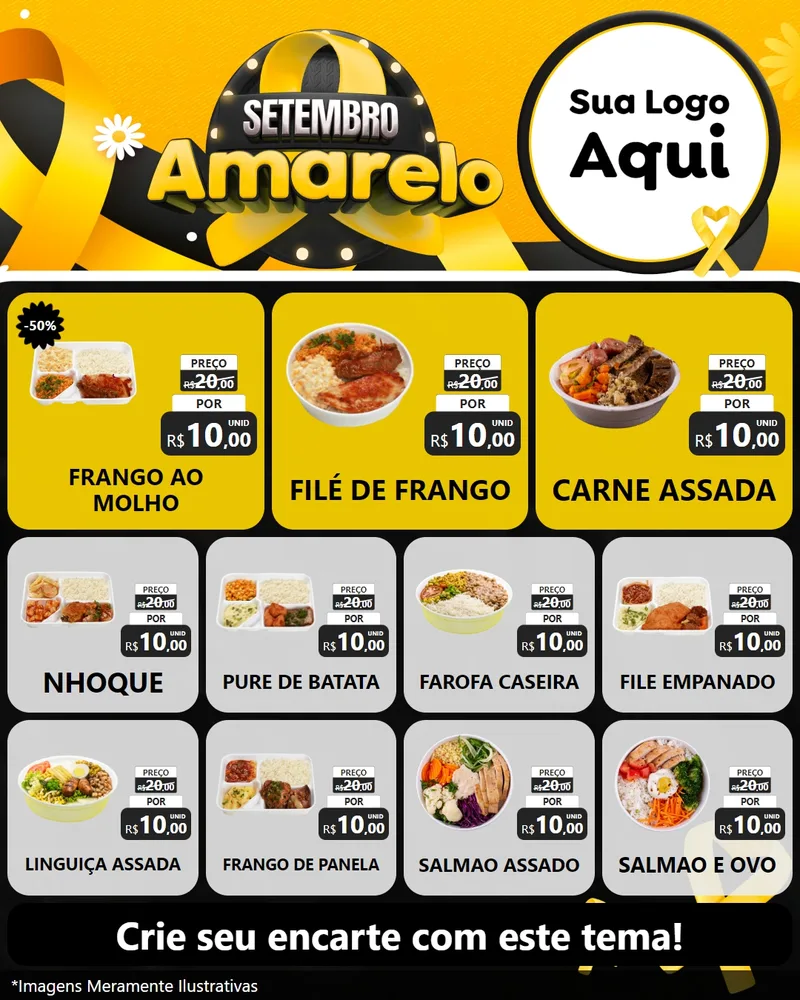 Modelo de Rede Social para Feed Instagram com o tema Setembro Amarelo para Restaurante