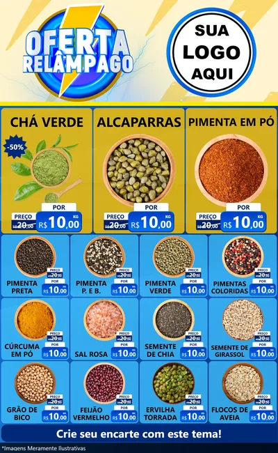 Modelo de Encarte para Encarte Grande com o tema Oferta Relâmpago para Produtos Naturais