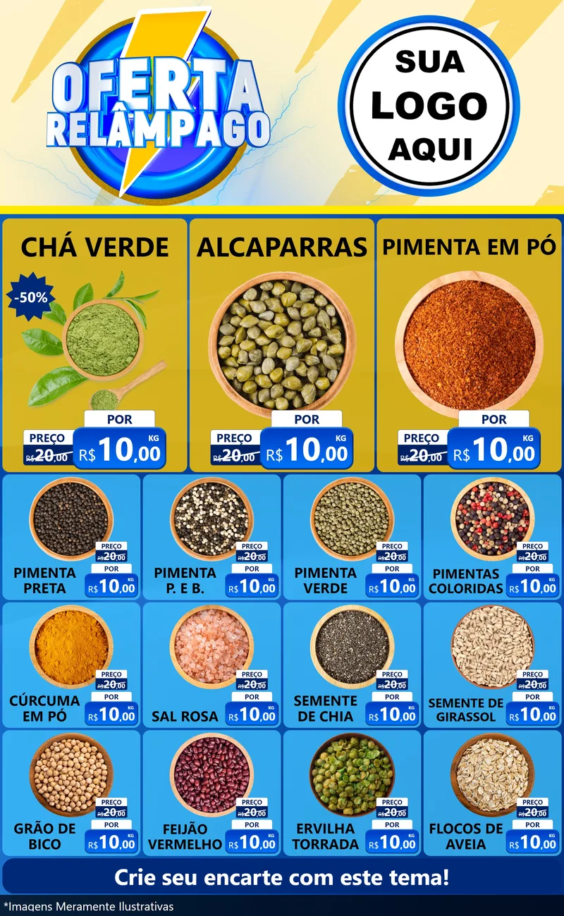 Modelo de Encarte para Encarte Grande com o tema Oferta Relâmpago para Produtos Naturais