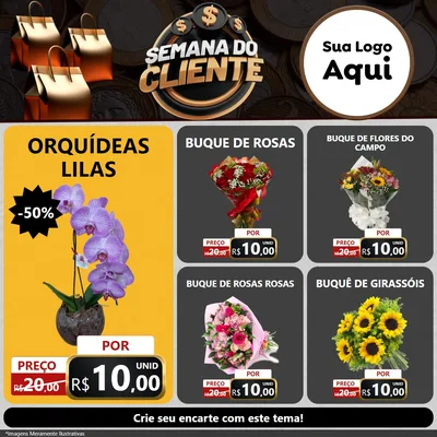 Modelo de Rede Social para Feed Facebook com o tema Semana do Cliente para Floricultura e jardim