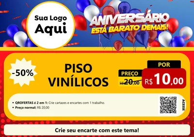 Modelo de Cartaz para Cartaz A4 Horizontal com o tema Aniversário para Material para Construção