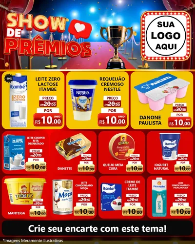 Modelo de Rede Social para Feed Instagram com o tema Show de Prêmios para Frios e Laticínios