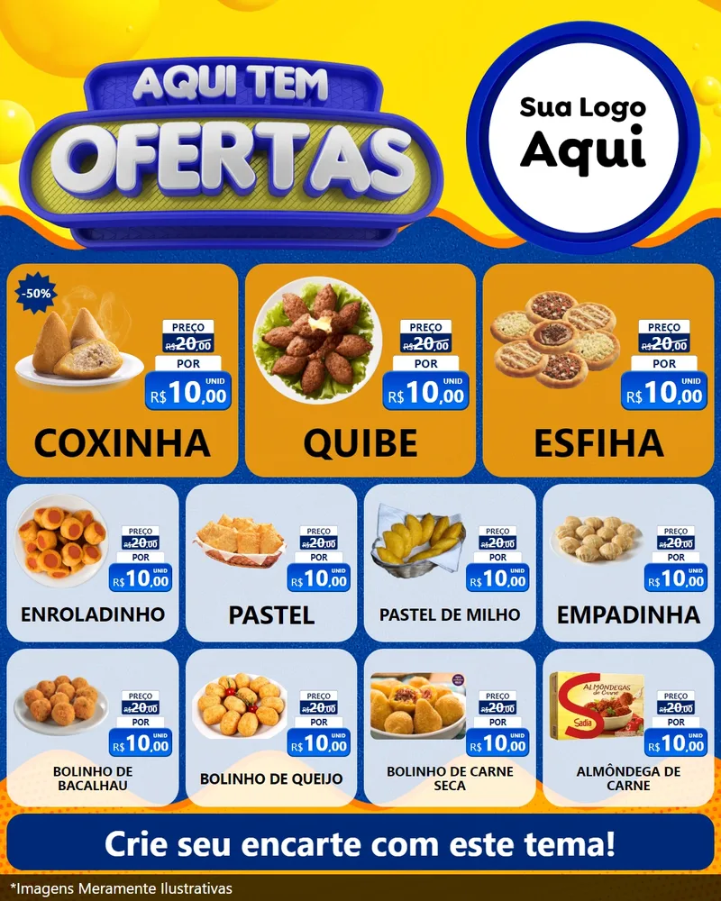 Modelo de Rede Social para Feed Instagram com o tema Aqui Tem Ofertas para Salgadaria