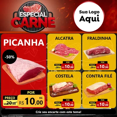 Modelo de Rede Social para Feed Facebook com o tema Especial da Carne para Açougue