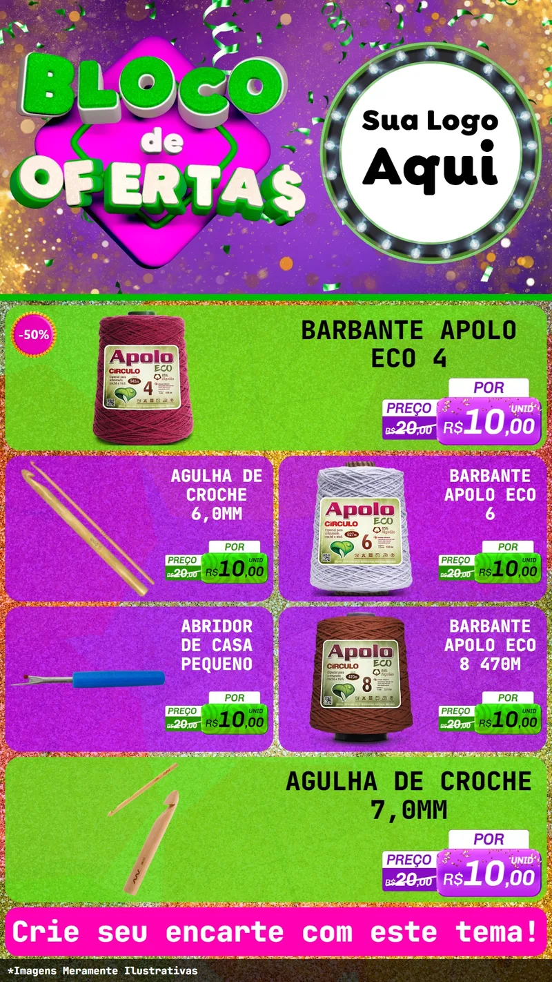 Modelo de TV para TV Vertical com o tema Bloco de Ofertas para Armarinho e Aviamentos