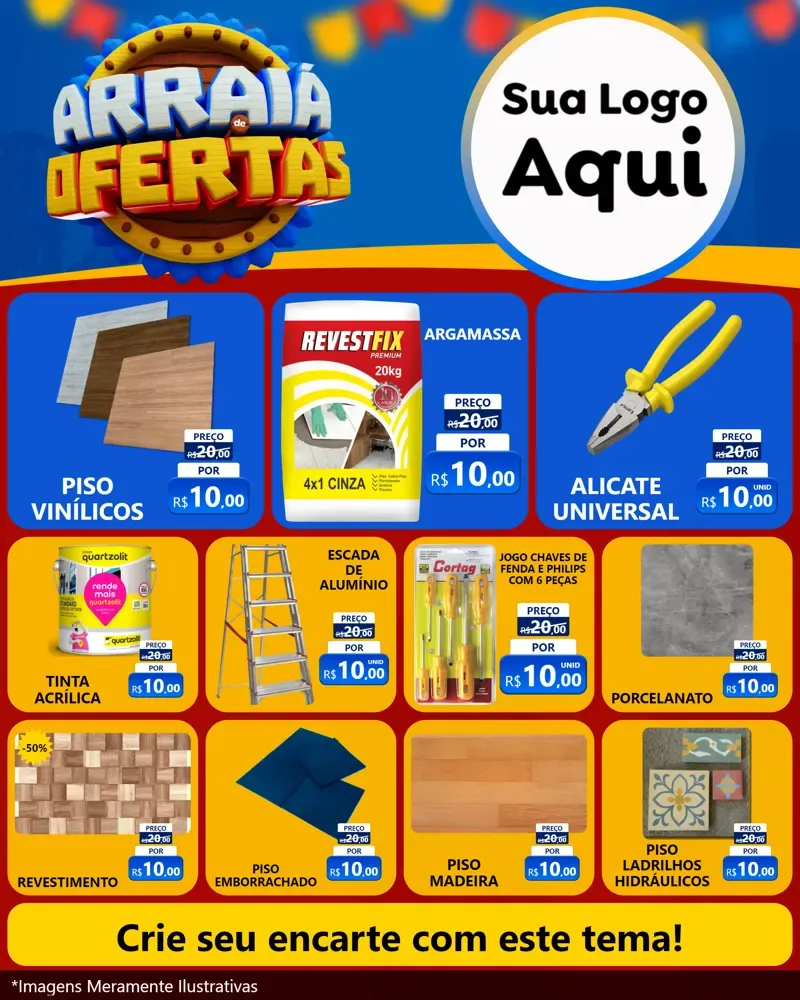 Modelo de Rede Social para Feed Instagram com o tema Arraiá de Ofertas - Junina para Material para Construção