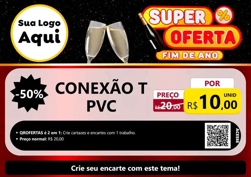 Modelo de Cartaz para Cartaz A4 Horizontal com o tema Super Oferta Fim de Ano para Tubos e conexões