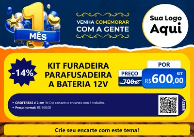 Modelo de Cartaz para Cartaz A4 Horizontal com o tema Um Mês de Aniversário para Maquinas e Ferramentas