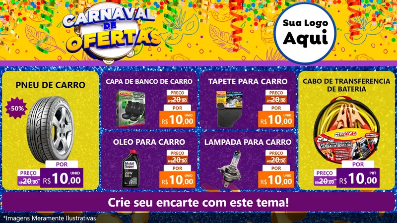 Modelo de TV para TV Horizontal com o tema Carnaval de Ofertas para Auto peças