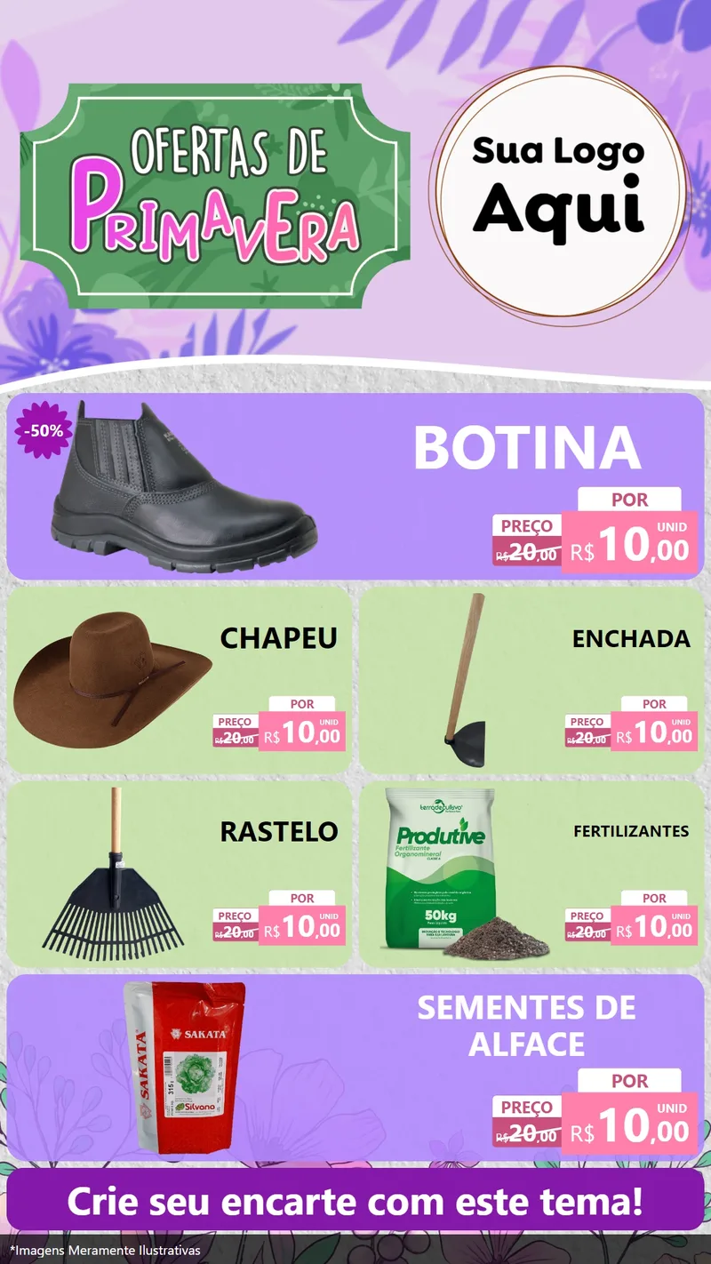 Modelo de TV para TV Vertical com o tema Ofertas de Primavera para Agropecuária