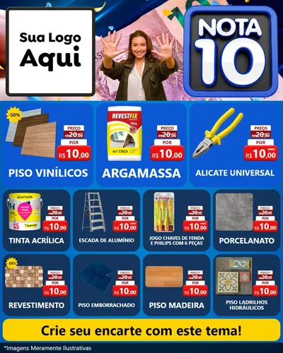 Modelo de Rede Social para Feed Instagram com o tema Nota 10 para Material para Construção