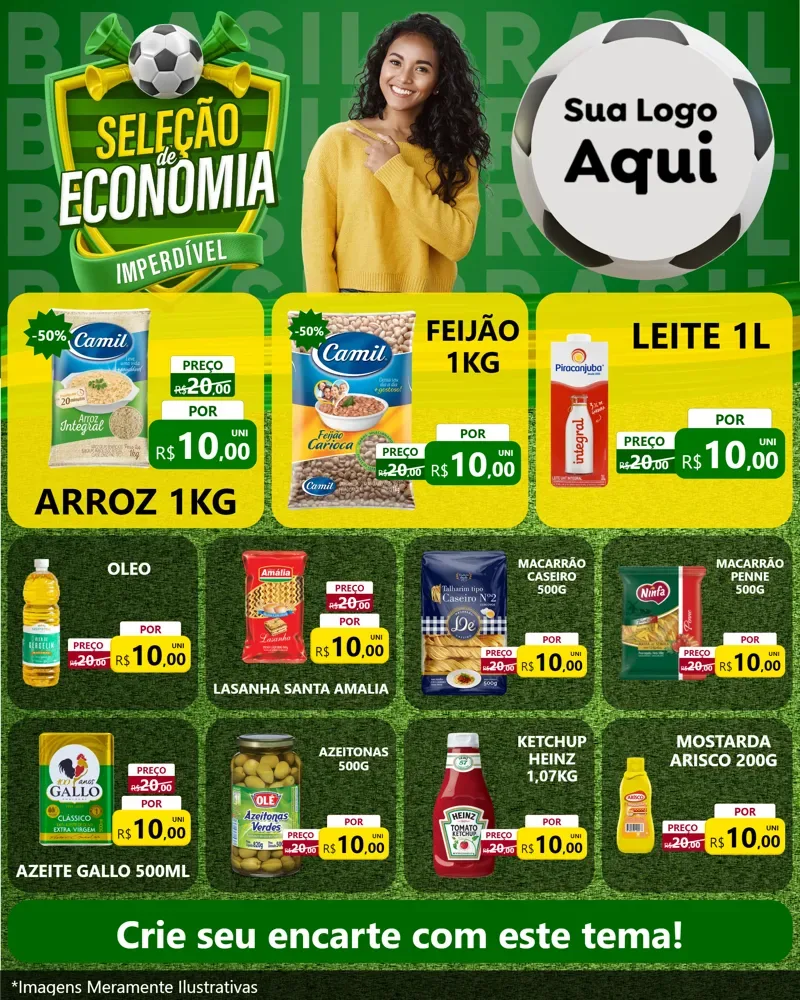 Modelo de Rede Social para Feed Instagram com o tema Seleção de Economia - Copa para Supermercado