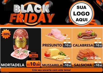 Modelo de Encarte para Encarte A4 Horizontal com o tema Black Friday para Frios e Laticínios