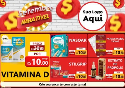 Modelo de Encarte para Encarte A4 Horizontal com o tema Setembro Imbatível para Farmácia