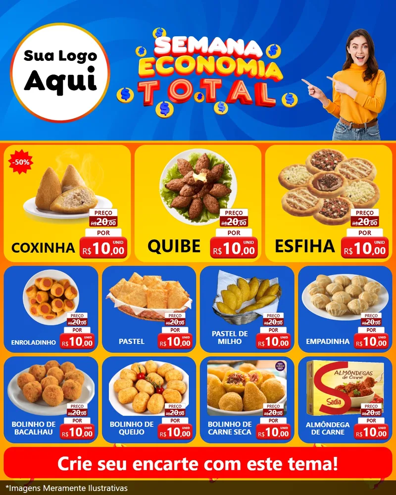 Modelo de Rede Social para Feed Instagram com o tema Semana Economia Total para Salgadaria